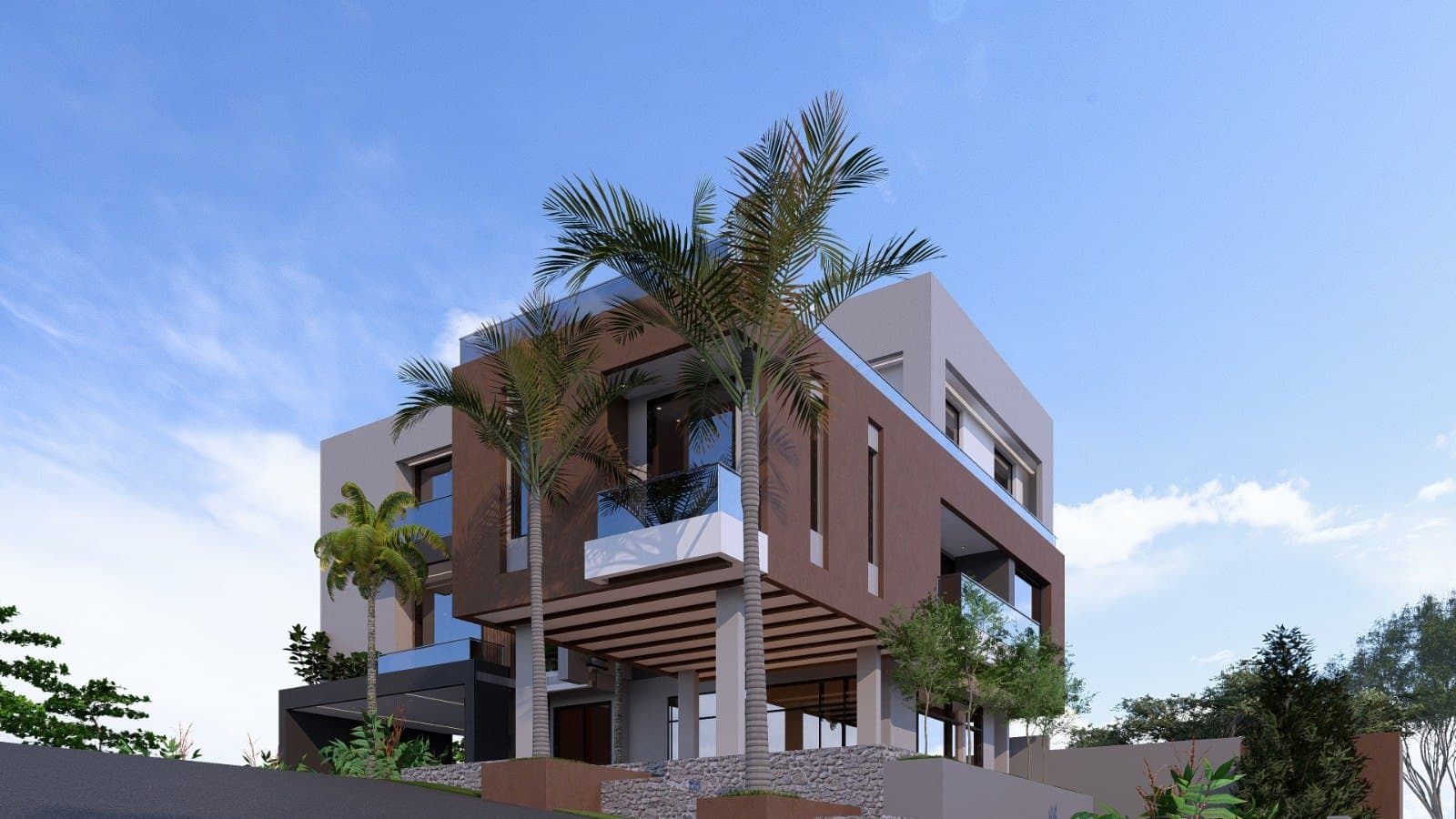 Villa bois et terre cuite — vue 1