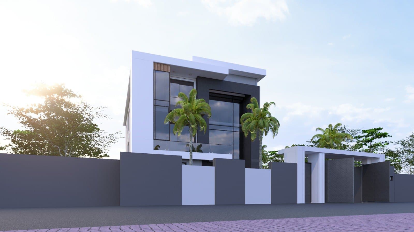 Villa aux volumes blancs — vue 1