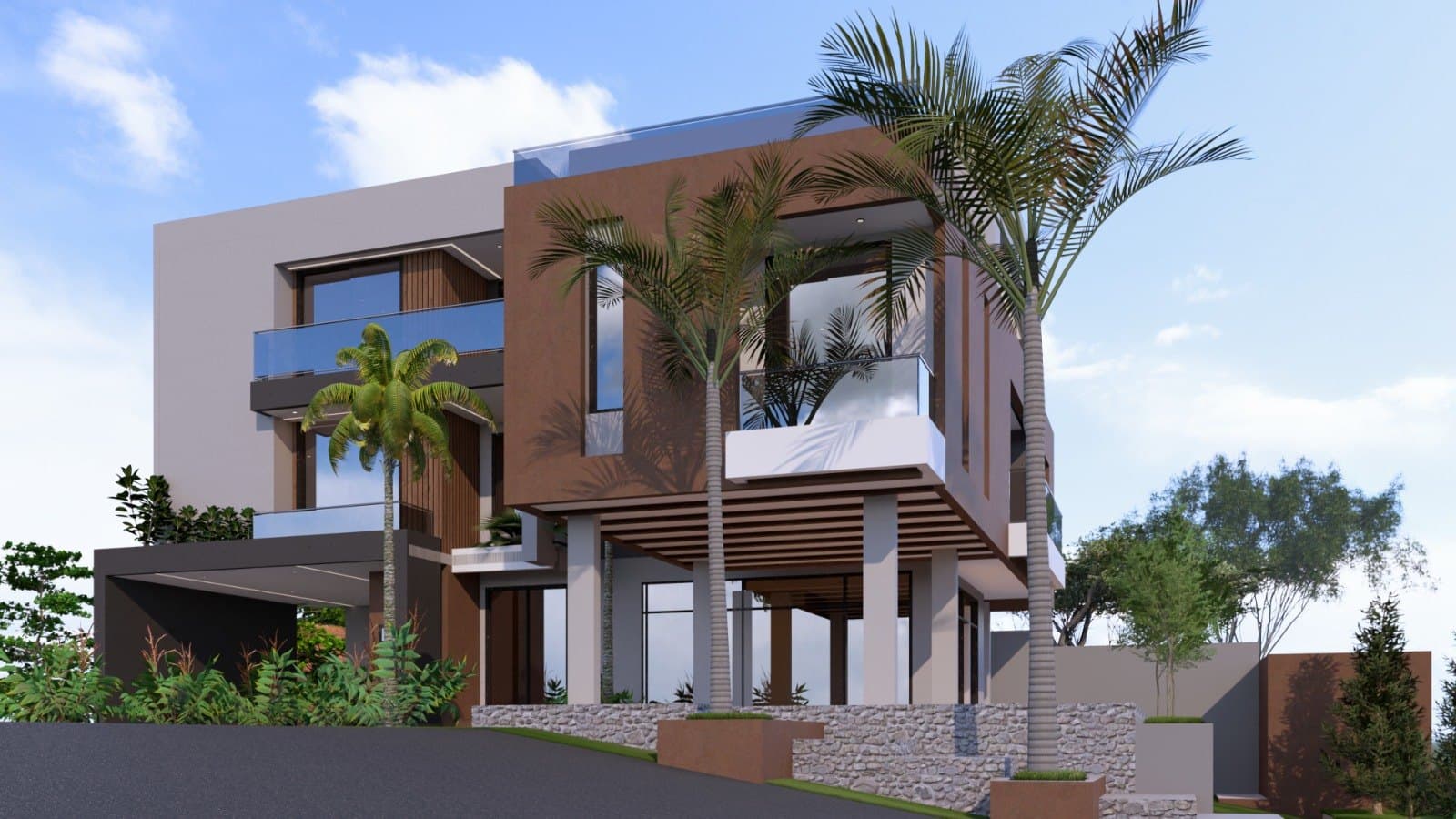 Villa bois et terre cuite